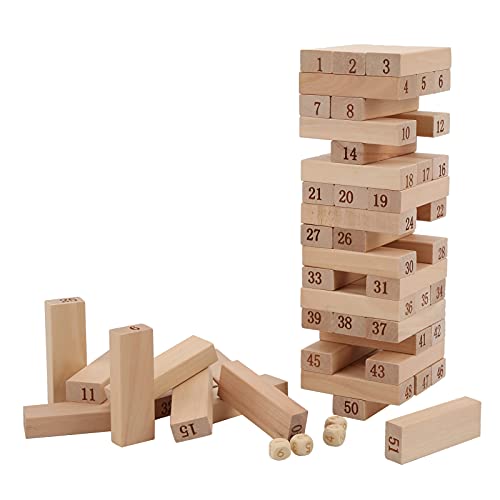 EVTSCAN Desktop 51pcs Blöcke Stapeln Spielzeugholzblöcke Tumble Tower Building Toy für Kinder Erwachsene von EVTSCAN