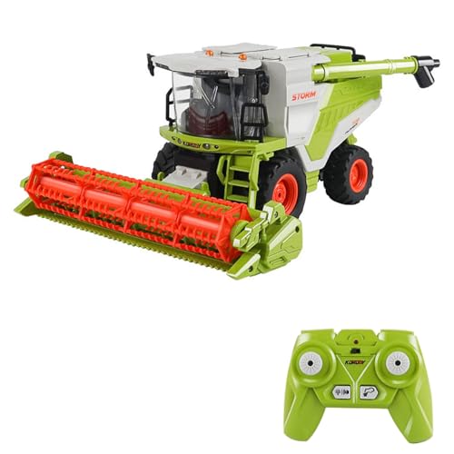 EVTSCAN Fernbedienung Harvester Spielzeug 1:24 Spray Farm Spielzeug mit Mais schneiden Kopf LED Leuchten Sound Effekt 3 wiederaufladbare Batterien Geburtstagsgeschenk für Kinder Jungen (-1) von EVTSCAN