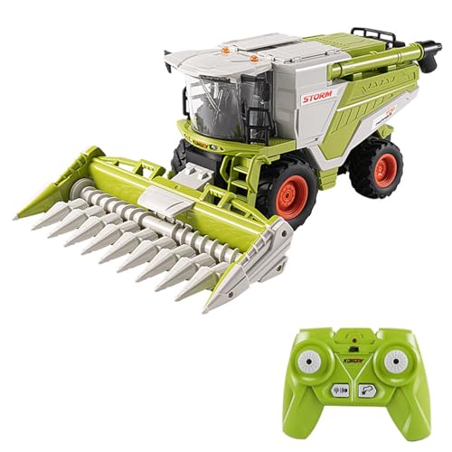 EVTSCAN Fernbedienung Harvester Spielzeug 1:24 Spray Farm Spielzeug mit Mais schneiden Kopf LED Leuchten Sound Effekt 3 wiederaufladbare Batterien Geburtstagsgeschenk für Kinder Jungen (-1) von EVTSCAN