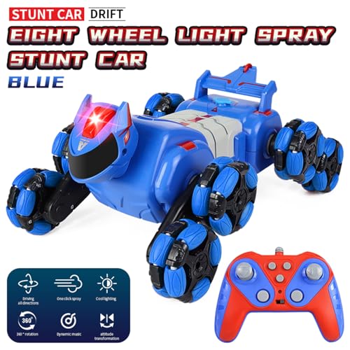 EVTSCAN Fernbedienungsauto, 2,4 g Gesten Erfassungsspray Stunt Fahrzeug Elektrisches Spielzeug mit LED Light Music 3 Batterien, Geburtstagsgeschenke für Jungen und Mädchen, Blau (1 Batterie) von EVTSCAN