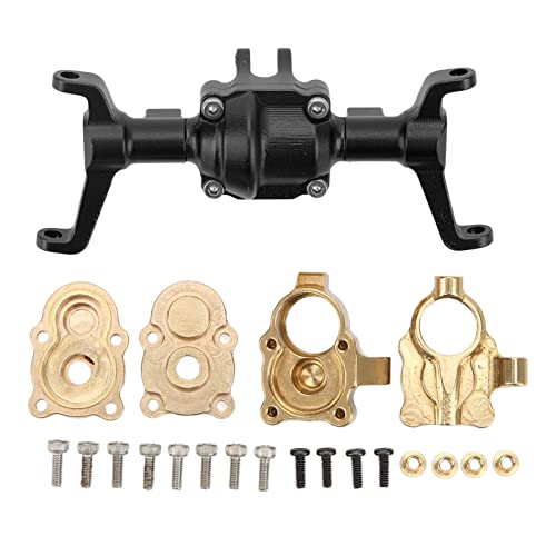 EVTSCAN Frontachse Gehäuse Lenkung Cup CNC RC Car Metall Aluminium Legierung Messing Set FMS Xiaoqi FCX24 Halb RC Car (Black) von EVTSCAN