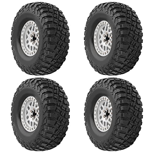 EVTSCAN Gummifelder Reifen 1:10 RC Crawler Car High Wear Resistenance Legierung Wheel 4pcs (White) von EVTSCAN