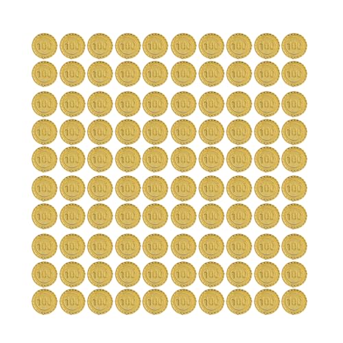 EVTSCAN Hohe Simulation detaillierte Plastikspielzeug -Requisite Set für Brettspiel -Party -Dekorationen Schatz (100 Denomination Coins) von EVTSCAN