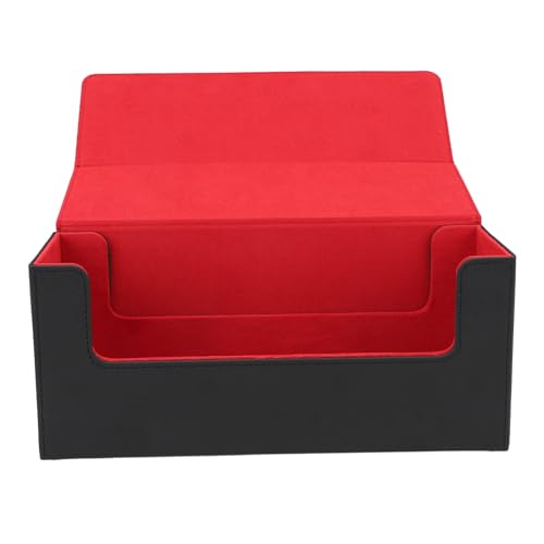 EVTSCAN Kartendeckbox PU Leder Magnetische Verschluss Spielkarte Speicherorganisator für Handelskarten Tarotkarten Desktop -Dekoration (Red Inside) von EVTSCAN