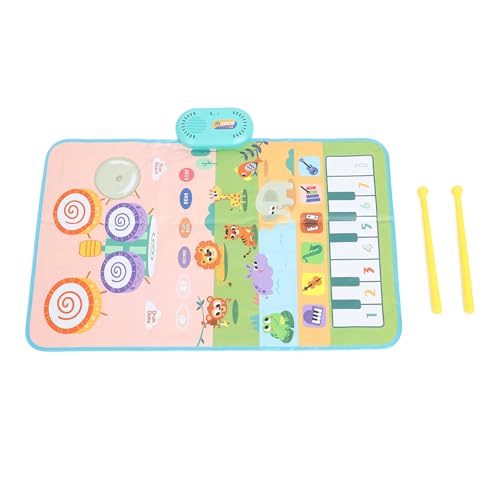 EVTSCAN Kleinkind Musical Matte Touch Spiel Baby Klavier Keyboard Drum Pad Spielzeug mit 2 Stöcken Frühschulbildung für Jungen Mädchen (Animal Type) von EVTSCAN