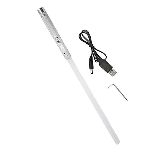 EVTSCAN LED Light Schwert 7 Farben ändern Schall Licht Schwert Cosplay Stufe Spielzeug Metall Griff Mini Light Sword (Silver) von EVTSCAN