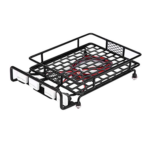EVTSCAN Metall RC Dachträger Gepäckträger mit LED -Licht quadrate für axiale SCX10 1/10 RC -Auto (4 White) von EVTSCAN
