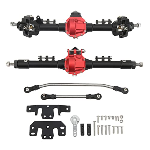 EVTSCAN Metall -RC -RC -Vorder- und Hinterachse -Set großer Lenkung integrierter RC -Autoachse für axial SCX10 II 90046 90047 D90 D1101/10 RC Crawler Car (Black Red) von EVTSCAN