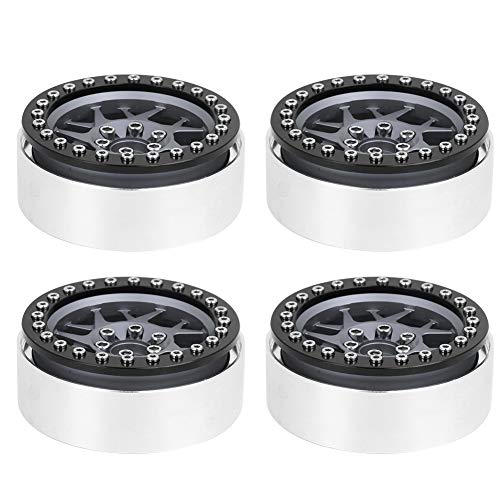 EVTSCAN Metall Wheel Hub RC -Autozubehör Stoßdicht einfache Installation für SCX10-4 1/10 RC Crawler (Gloss Black + Titanium) von EVTSCAN