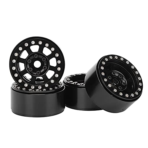 EVTSCAN Metall Wheel Rim Upgrade Accessoire Fit RGT 86100 1/10 RC -Auto, stabile Flexible Fahrt, Set von 4 Silberschwarz -Titanien (Black R86083BL) von EVTSCAN