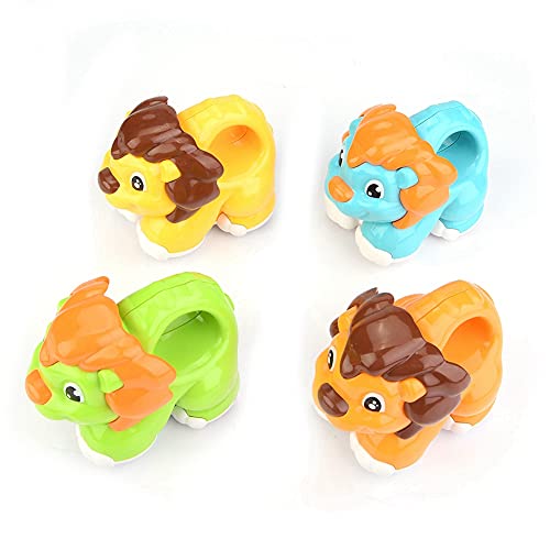 EVTSCAN Nettes Cartoon Kleinkind Kinder Spielzeugautos kostenloses Rad Trägheit 4 Sets (899-3C Cartoon Inertial Lion) von EVTSCAN