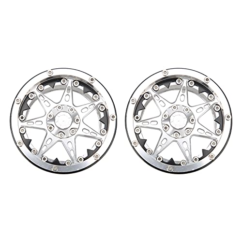 EVTSCAN RC Aluminiumlegierung Beadlock Wheel Rim Hub -Upgrade -Teile für SCX10 4 6 1/10 RC -Auto (Silver Black) von EVTSCAN
