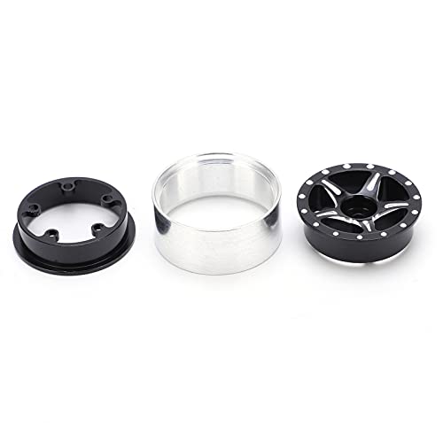 EVTSCAN RC Aluminiumlegierung Beadlock Wheel Rim Hub -Upgrade -Teile für axiale SCX24 90081 1/24 RC -Auto (Black) von EVTSCAN