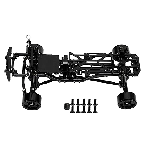 EVTSCAN RC -Auto -Chassis -Rahmen -Kit Aluminiumlegierungsrahmen mit Radnaben für axiales SCX24 90081 1/24 RC -Auto (Black) von EVTSCAN