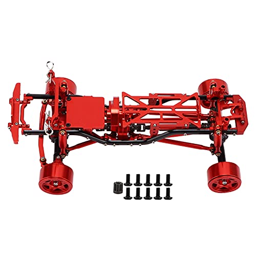 EVTSCAN RC -Auto -Chassis -Rahmen -Kit Aluminiumlegierungsrahmen mit Radnaben für axiales SCX24 90081 1/24 RC -Auto (Red) von EVTSCAN