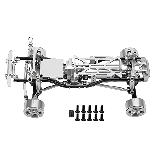 EVTSCAN RC -Auto -Chassis -Rahmen -Kit Aluminiumlegierungsrahmen mit Radnaben für axiales SCX24 90081 1/24 RC -Auto (Silver) von EVTSCAN