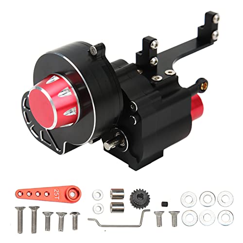 EVTSCAN RC -Autobox 2 Geschwindigkeits -Rückübertragungsbox für axiale SCX10 I II III RC Kletterauto Schwarzes rotes Aluminiumlegier 124x73x73mmmm von EVTSCAN
