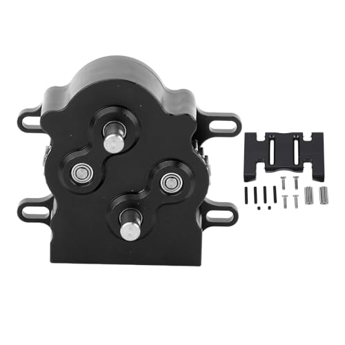 EVTSCAN RC -Autogetriebe Dual -Außenrotor -Motor -Getriebekoffer mit Skidplatten starker Strom für SCX10 1/10 Scale Crawler (Schwarz) von EVTSCAN