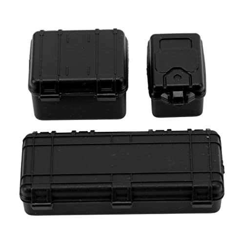 EVTSCAN RC -Autosimulation Gepäck Hülle Set Dekorationen für 1/18 1/24 RC Crawler Koffer Kunststoff großes Medium klein (Black) von EVTSCAN