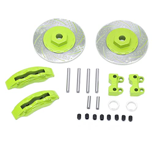 EVTSCAN RC Bremsscheibe Simulation Aluminiumrad Bremsscheiben 4 6 RC Metallscheiben Bremssattel Becher Deckel Stecker Schraubenzubehör für 1/10 RC Kletterwagen (Green) von EVTSCAN