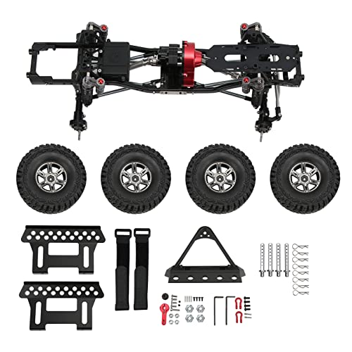 EVTSCAN RC Car Frame Full Metall Chassis Kit Hochleistung für SCX10 1/10 Fernbedienungsfahrzeug Schwarz 313 mm Radstand Elektrische 4WD von EVTSCAN