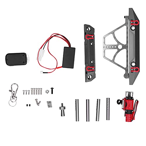 EVTSCAN RC Front Heck Stoßfänger Winch Fernbedienung Aluminiumlegierung Kit für 10 RC SCX10 Schwarz von EVTSCAN