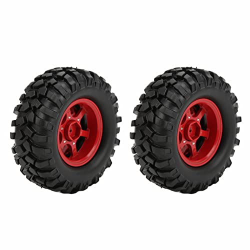 EVTSCAN RC -Gummireifen Set Leichtmetallradfelgen 1,9 Zoll 96 mm für axiales SCX10 1/10 Crawler Car (Red) von EVTSCAN