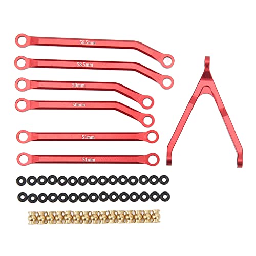 EVTSCAN RC Lenkstange Set Messingkugel Stütze Tie Rahmen Gummischlaufe RC -Autoschalenzubehör 1/24 für Axial (Red) von EVTSCAN