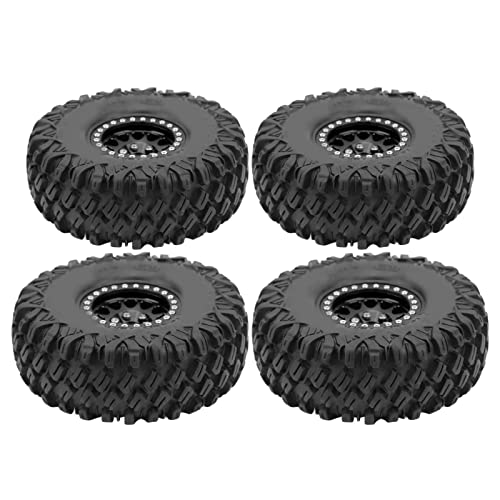 EVTSCAN RC -Reifen Verschleiß Widerstand gegen Aluminiumlegierrad Rims mit Gummireifen Starke stabile Leistung Exquisite Verarbeitung -4 SCX10 90046 Redcat GN8 RC Car (Black) von EVTSCAN