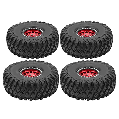 EVTSCAN RC -Reifen Verschleiß Widerstand gegen Aluminiumlegierrad Rims mit Gummireifen Starke stabile Leistung Exquisite Verarbeitung -4 SCX10 90046 Redcat GN8 RC Car (Black Red) von EVTSCAN