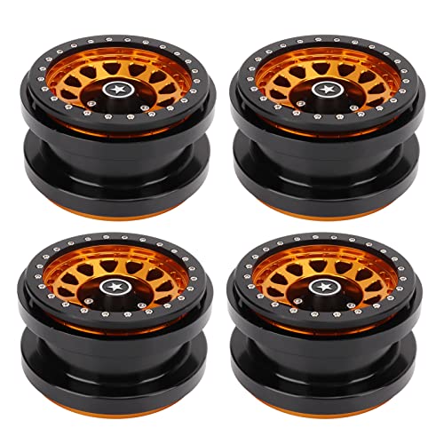 EVTSCAN RC Vehicle Wheels Felgen Hochleistungsleichte Aluminiumlegierung Nicht -Stick -Metallrad -Hub für 1/6 AXAIL SCX6 (Gold) von EVTSCAN