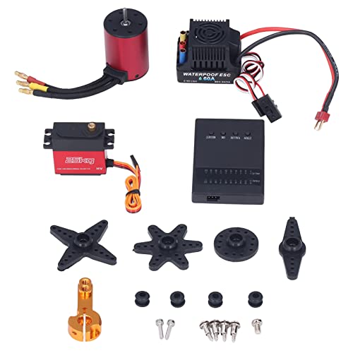 EVTSCAN S3650 3100 kV bürstenloser Motorkit mit ESC -Programmierkarte 25 kg Metalllenker für RC -Fahrzeuge Rot Aluminiumlegierung 4p 12s 850W 60A von EVTSCAN