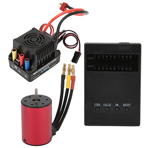 EVTSCAN S3650 4300KV bürstenloser Motor 60A ESC -Programmierer -Combo -Combo -Set Red Black Aluminiumlegierung wasserdicht für 1/10 RC -Auto Rennen von EVTSCAN