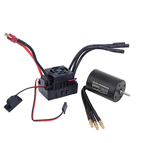 EVTSCAN Überschreiten Hobby 3650 bürstenloser Motor 60A ESC Schwarzer wasserdichtes Set RC -Teile Metall Plastik 1/10 RC Auto (2300KV) von EVTSCAN