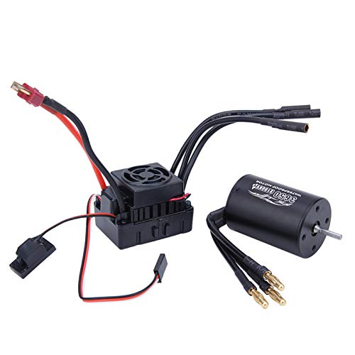 EVTSCAN Überschreiten Hobby 3650 bürstenloser Motor 60A ESC Schwarzer wasserdichtes Set RC -Teile Metall Plastik 1/10 RC Auto (3100KV) von EVTSCAN