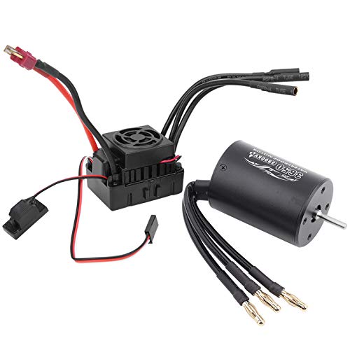 EVTSCAN Überschreiten Hobby 3650 bürstenloser Motor 60A ESC Schwarzer wasserdichtes Set RC -Teile Metall Plastik 1/10 RC Auto (3900KV) von EVTSCAN