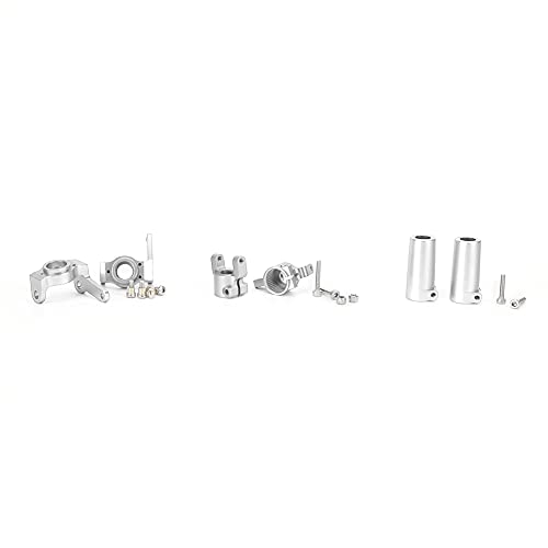 EVTSCAN Vordere hintere Lenkbecher C-Hub-Halterung Achsschloss Set Fit Axial SCX10 II Achse 90046 90047 AR44 RC-Auto Schwarz Rot Silber 2 Knöchel 2 C-Hub 2 Metallschloss 1 Beutelzubehör (Silver) von EVTSCAN