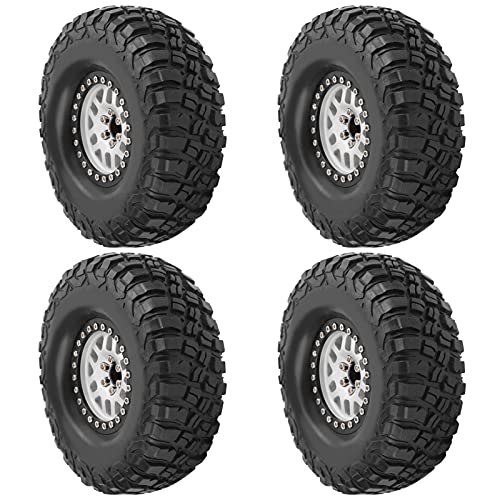 Gummifelder Reifen 1:10 RC Crawler Car High Wear Resistenance Legierung Wheel 4pcs (Black) von EVTSCAN