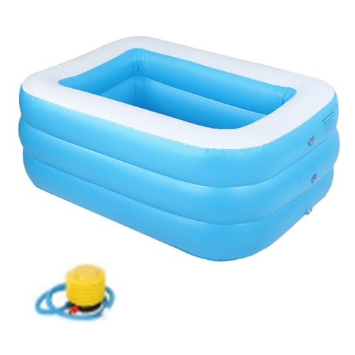 Kinder aufblasbarer Pool großer Größe quadratischer Schwimmbad Badewanne für Säuglinge Kinder Erwachsene (Blue) von EVTSCAN