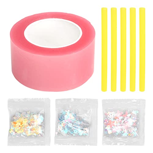 Nano Tape Bubble Kit mit Strohhalmen und dekorativen Füllungen DIY doppelseitig Nano Tape Elasticballons für Mädchen Jungen Kinder (Pink) von EVTSCAN