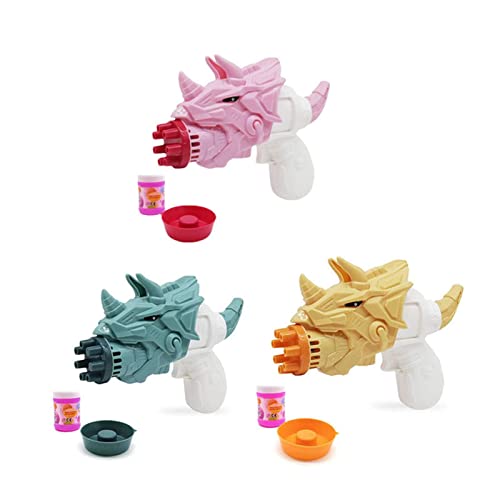 Triceratops Kids Bubble Maker 7 Löcher Bubble Bubble Blase Magen Spielzeug mit Bubble -Lösung für Kinder über 3 Jahren (Gelb) von EVTSCAN