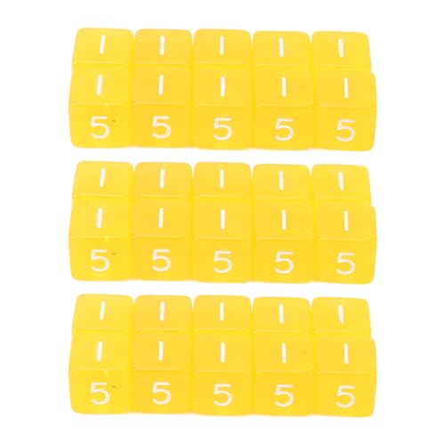 Würfelwürfel, 30 Stück, 6-seitige, transparente, farbige Kunststoffwürfel, Bulk-Spiel, rechtwinklige Würfel (Yellow) von EVTSCAN