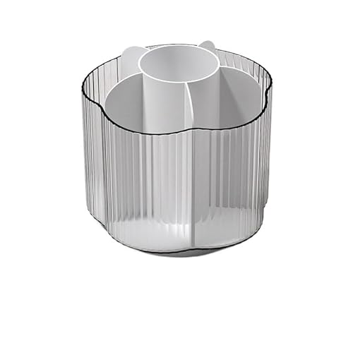 EVZSDOTYE Drehbarer Stiftbehälter, Organizer-Box, unterteilt, große Kapazität, Bürobuch, Schreibtisch-Schreibwaren, Stiftgehäuse, abnehmbar, transparent, Make-up-Pinsel-Tube(Transparent Black) von EVZSDOTYE