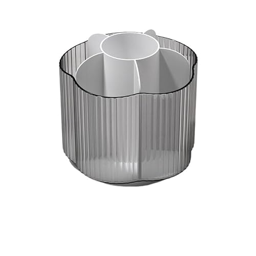 EVZSDOTYE Drehbarer Stiftbehälter, Organizer-Box, unterteilt, große Kapazität, Bürobuch, Schreibtisch-Schreibwaren, Stiftgehäuse, abnehmbar, transparent, Make-up-Pinsel-Tube(Transparent White) von EVZSDOTYE