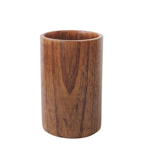 EVZSDOTYE Runder Stiftebehälter aus massivem Holz, einfaches Fass aus Holz, kreative Mode, Retro-Schreibtisch-Ornamente(1) von EVZSDOTYE
