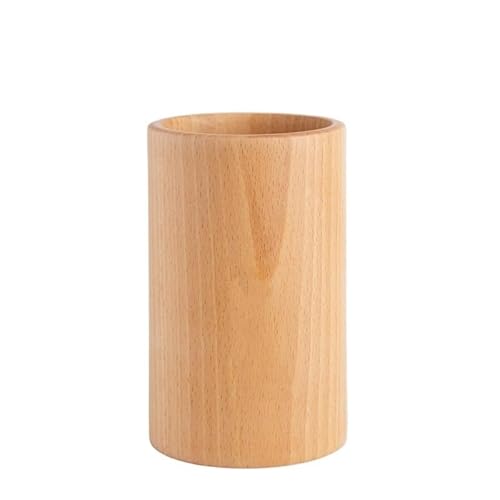 EVZSDOTYE Runder Stiftebehälter aus massivem Holz, einfaches Fass aus Holz, kreative Mode, Retro-Schreibtisch-Ornamente(2) von EVZSDOTYE