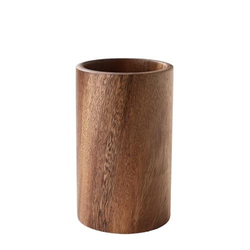 EVZSDOTYE Runder Stiftebehälter aus massivem Holz, einfaches Fass aus Holz, kreative Mode, Retro-Schreibtisch-Ornamente(3) von EVZSDOTYE