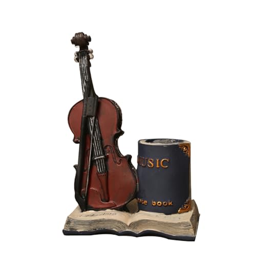 EVZSDOTYE Skandinavischer Retro-Aufbewahrungsbehälter for Stifte, kreativer Buch-Desktop, personalisierte Dekorationen, Ornamente, Arbeitszimmer, Büro, Stifteeimer(Red Violin Pen Holder) von EVZSDOTYE
