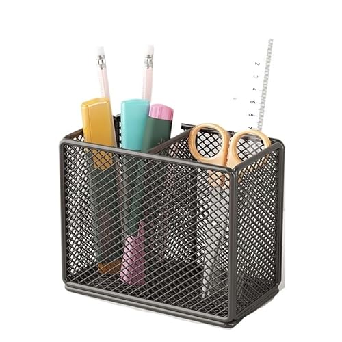 EVZSDOTYE Stiftebehälter-Organizer, einfacher Stil, Büro-Desktop, multifunktionales Briefpapier, einfaches Gitter, Studentenschreibtisch, Stifteeimer(Black Dual Grid) von EVZSDOTYE