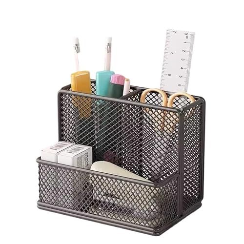 EVZSDOTYE Stiftebehälter-Organizer, einfacher Stil, Büro-Desktop, multifunktionales Briefpapier, einfaches Gitter, Studentenschreibtisch, Stifteeimer(Black Triple Grid) von EVZSDOTYE